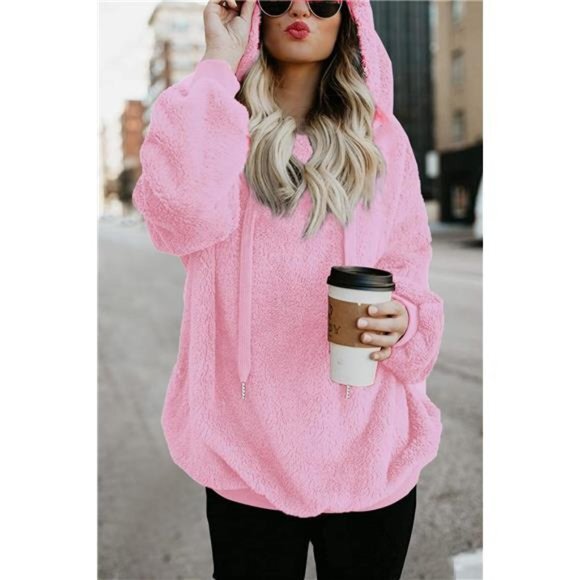 Hoodies for Women Fuzzy Oversized Sweatshirt Zip Up Fleece Pullover FluffySherpa - Picture 4 of 6